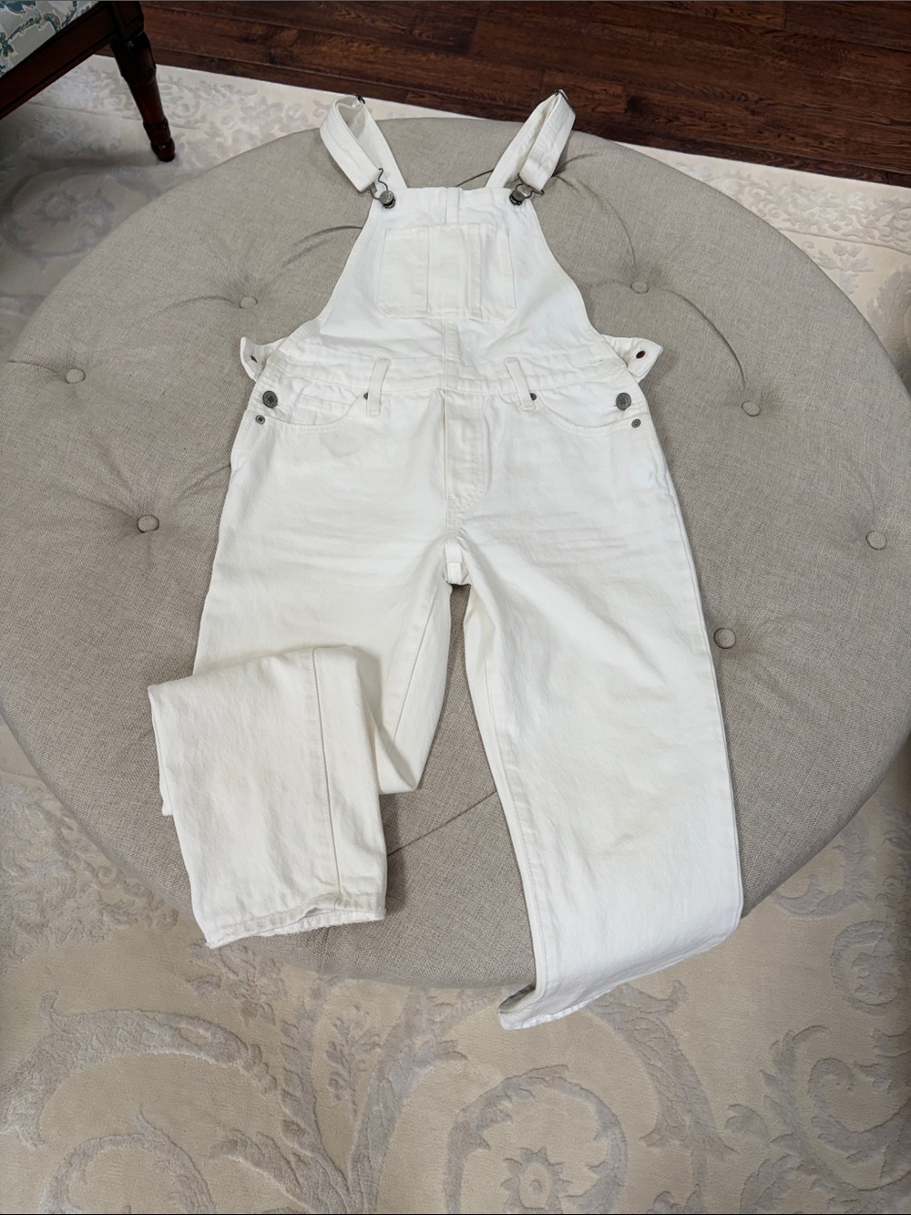 Lucky Brand Women’s White Denim Overalls - Classic Casual Style